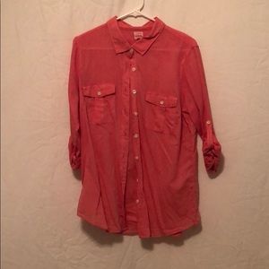 Coral Button Up